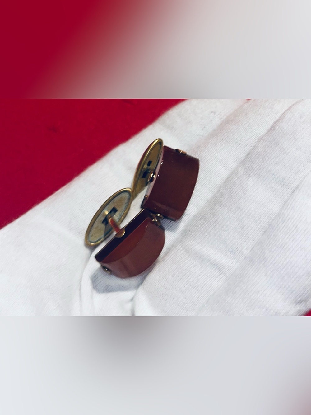 Vintage Men's Cufflinks With Amber, gold plated